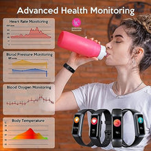 Load image into Gallery viewer, Fitness Tracker,2026 Smart Watch with Blood Pressure Heart Rate &amp; Sleep Monitor IP67 Waterproof Step Calorie Counter Pedometer Fitness Activity Health Watch for Android iOS Phone Men Women Black_24
