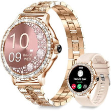 Load image into Gallery viewer, Fitoncloud Smart Watches for Women(Make/Answer Call) with Diamond:1.3" Fitness Tracker Watch for HR/Blood Pressure/SpO2/Sleep Monitor,Digital Running Watches for Women Android/iOS, 2 Straps, StylishRoseGold_1

