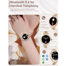 Load image into Gallery viewer, Fitoncloud Smart Watches for Women(Make/Answer Call) with Diamond:1.3" Fitness Tracker Watch for HR/Blood Pressure/SpO2/Sleep Monitor,Digital Running Watches for Women Android/iOS, 2 Straps, StylishRoseGold_3813
