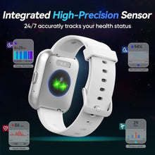 Load image into Gallery viewer, Fitpolo Smart Watches for Men/Women, 1.8'' Alexa Built-in Fitness Tracker Watch with Bluetooth Calls, IP68 Waterproof, Heart Rate/Sleep/SpO2/Stress Monitor, 110 Sport Modes for Android &amp; iPhone, White_3738
