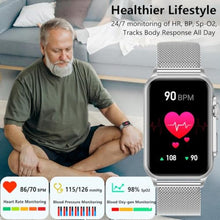 Load image into Gallery viewer, FITVII Fitness Tracker, Smart Watch (Answer/Make Calls) with 24/7 Blood Pressure Heart Rate Monitor, Blood Oxygen Sleep Tracking Fitness Watch, Waterproof Step Calorie Activity Tracker (Grey), Silver_1935
