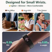 Load image into Gallery viewer, FITVII Slim Fitness Trackers, Fitness Watch with 24/7 Heart Rate, Blood Pressure, Blood Oxygen, Stress Monitor, AMOLED Activity Tracker Step Calorie Counter, IP68 Waterproof Smart Watch for Women Men, Black_592
