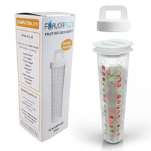 Load image into Gallery viewer, FlavorFuze Pod - Fruit Infuser Insert with Two Lids, Compatible with Hydro Flask, Iron Flask, Takeya, ThermoFlask and Similar Wide Mouth Bottles (White)_1
