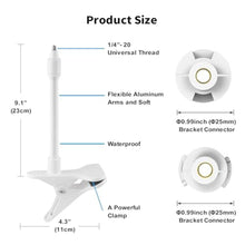 Load image into Gallery viewer, Flexible Baby Monitor Clip Clamp Mount Holder for HelloBaby HB65/HB40/HB6550/HB66/HB248/HB6339/HB6550 Pro, ANMEATE SM935E/SM650/Bonoch/ChildsFarm Baby Monitor, Long Gooseneck Arm, No Tools Needed, White_1347
