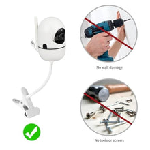 Load image into Gallery viewer, Flexible Baby Monitor Clip Clamp Mount Holder for HelloBaby HB65/HB40/HB6550/HB66/HB248/HB6339/HB6550 Pro, ANMEATE SM935E/SM650/Bonoch/ChildsFarm Baby Monitor, Long Gooseneck Arm, No Tools Needed, White_1349
