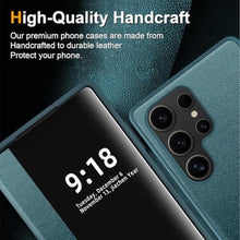 Load image into Gallery viewer, Flip Case for Samsung Galaxy S25 Ultra Case S View, Frosted Translucent Window Clear View Folio Protective Phone Case, 360 Degree Full Body Shockproof Flip Cover Case for Samsung S25 Ultra 5G (Green)_745

