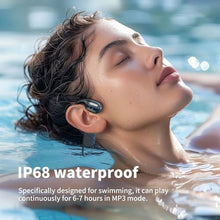 Load image into Gallery viewer, flymory Swimming Earbuds Bone Conduction Wireless Bluetooth Headphones Waterproof IPX8 Underwater Open Earphones with Built-in 32GB Memory MP3 Player 8 Hours Playtime Sports Headset for Running Gym, Black_2821

