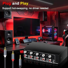Load image into Gallery viewer, FlyroadUp 3.5mm Aux RCA L/R Audio Splitter 1 in 4 Out Audio Distributor Box, Black_4526
