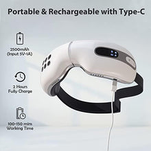Load image into Gallery viewer, fmlave Eye Massager with Heat and Cooling for Migraines, Dry Eyes, Dark Circles, Rechargeable Bluetooth Music Cold Heated Eye Massager Improve Sleeping - Gifts for Women and Men (White)_10633
