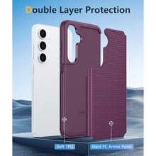 Load image into Gallery viewer, FNTCASE for Samsung Galaxy S24 Case: Dual Layer Heavy Duty Cell Phone Protective Cover Shockproof Rugged with Non-Slip Textured - Military Drop Protection Bumper Tough - 2024, 6.2inch Burgundy_727

