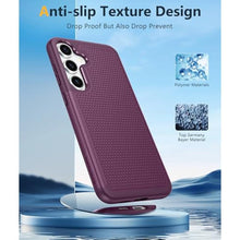 Load image into Gallery viewer, FNTCASE for Samsung Galaxy S24 Case: Dual Layer Heavy Duty Cell Phone Protective Cover Shockproof Rugged with Non-Slip Textured - Military Drop Protection Bumper Tough - 2024, 6.2inch Burgundy_729
