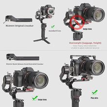 Load image into Gallery viewer, FocusFoto Extension Arm Cross Bar for DJI Ronin RS3 Mini Gimbal Stabilizer, Quick Release Extended Vertical Arm Mount Plate with Longer Gap for Balancing RS 3 Mini with Larger Lens and Camera Cage, black_7458
