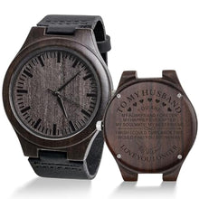 Load image into Gallery viewer, Fodiyaer Custom Engraved Wood Watch Gifts for Husband Men Boyfriend Him As Personalized Anniversary Christmas Birthday Father Day Graduation Valentine's Wooden Gift Idea_1
