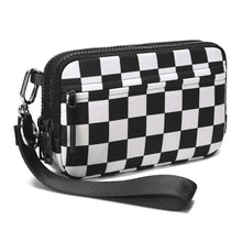 Load image into Gallery viewer, FODOKO Wristlet wallets for women Nylon Quilted Wallet with 4 Zippers,Travel Credit Card,Holder Cell Phone Organizer,coin purse (checkered Black)_1

