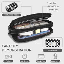 Load image into Gallery viewer, FODOKO Wristlet wallets for women Nylon Quilted Wallet with 4 Zippers,Travel Credit Card,Holder Cell Phone Organizer,coin purse (checkered Black)_1926
