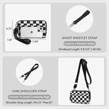 Load image into Gallery viewer, FODOKO Wristlet wallets for women Nylon Quilted Wallet with 4 Zippers,Travel Credit Card,Holder Cell Phone Organizer,coin purse (checkered Black)_1927
