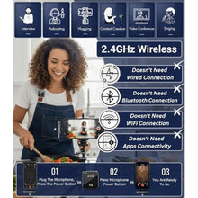 Load image into Gallery viewer, FOKiRa NEW 2026 Mini 3 in 1 Noise-Cancelling Wireless Lavalier Microphone. 45M Long-Range Wireless Transmission and Up to 12 Hours Battery Life. Perfect for Interviews, Vlogging, Podcasting and More., Black_1003
