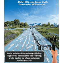Load image into Gallery viewer, FOKiRa NEW 2026 Mini 3 in 1 Noise-Cancelling Wireless Lavalier Microphone. 45M Long-Range Wireless Transmission and Up to 12 Hours Battery Life. Perfect for Interviews, Vlogging, Podcasting and More., Black_1005
