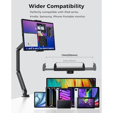 Load image into Gallery viewer, Foldable Flexible Tablet Stand Holder for Desk, 360 Adjustable iPad Arm Mount, Portable Monitor 15.6 Stand, Premium Phone Holder Compatible with iPad 13/12.9/11 Mini/10/9th, Samsung, Kindle, black_713
