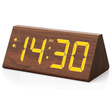 Load image into Gallery viewer, fomobest Wooden Digital Alarm Clock with Dual USB Charging Ports, DST, Dimmable, Snooze, Modern Large Time Display LED Clock for Kids Bedrooms, Living Room, Desk, Table, Bedside, Nightstand (Brown)_1
