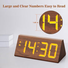 Load image into Gallery viewer, fomobest Wooden Digital Alarm Clock with Dual USB Charging Ports, DST, Dimmable, Snooze, Modern Large Time Display LED Clock for Kids Bedrooms, Living Room, Desk, Table, Bedside, Nightstand (Brown)_6875
