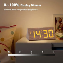 Load image into Gallery viewer, fomobest Wooden Digital Alarm Clock with Dual USB Charging Ports, DST, Dimmable, Snooze, Modern Large Time Display LED Clock for Kids Bedrooms, Living Room, Desk, Table, Bedside, Nightstand (Brown)_6876
