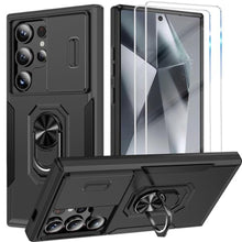 Load image into Gallery viewer, for Samsung Galaxy S24 Ultra Case with Screen Protector -Slide Camera Cover Protective for Samsung S24 Ultra Case with Ring Stand,Heavy Duty Shockproof Rugged Bumper Galaxy S24 Ultra Case (Black)_1
