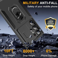 Load image into Gallery viewer, for Samsung Galaxy S24 Ultra Case with Screen Protector -Slide Camera Cover Protective for Samsung S24 Ultra Case with Ring Stand,Heavy Duty Shockproof Rugged Bumper Galaxy S24 Ultra Case (Black)_2106
