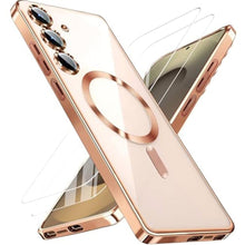 Load image into Gallery viewer, for Samsung Galaxy S25 Plus Case with 2X Screen Protector &amp; Camera Protection,Magnetic Galaxy S 25 Ultra Case with MagSafe Metallic Glossy Luxury Shockproof Cover for S25 Plus Phone Cases,Gold_1
