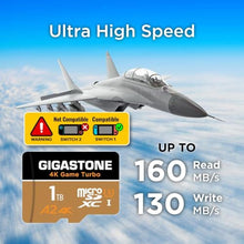 Load image into Gallery viewer, for Switch 1 Only GIGASTONE 1TB Micro SD Card, 4K Game Turbo, up to 160/130 MB/s, Memory Card for Gaming Console, Action Camera, UHD Video UHS-I U3 A2 4K C105-Years Data Recovery_940
