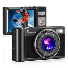 Load image into Gallery viewer, Forc Digital Camera,4K Camara de Fotos with 64GB Card (4K Black), KBlack_1
