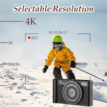Load image into Gallery viewer, Forc Digital Camera,4K Camara de Fotos with 64GB Card (4K Black), KBlack_136
