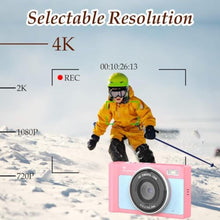 Load image into Gallery viewer, Forc Digital Camera,4K Camara de Fotos with 64GB Card, PinkPremium_772
