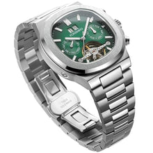 Load image into Gallery viewer, FORSINING Automatic Mechanical Watch for Men, Classic Square Case, Tourbillon Dial, Multifunctional (Date/Week/Month) Business Casual Wristwatch with Stainless Steel Starp Waterproof Luminous (Green)_1
