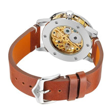 Load image into Gallery viewer, FORSINING Men Manual Wind Mechanical Skeleton World Map Carve Analog Watch with Genuine Leather Strap WRG8278M3S3_23
