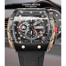 Load image into Gallery viewer, FORSINING Men's Chronograph Sport Watch Waterproof Military Watches for Men Analog Quartz Wristwatch with Date Display Silicone Strap Outdoor Clock Black_1253

