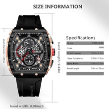 Load image into Gallery viewer, FORSINING Men's Chronograph Sport Watch Waterproof Military Watches for Men Analog Quartz Wristwatch with Date Display Silicone Strap Outdoor Clock Black_1256

