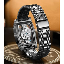 Load image into Gallery viewer, FORSINING Men's Luxury Hollow Skeleton Watch Retro Gorgeous Gear Carving Design Rectangle Tonneau Large Dial Leather Belt &amp; Stainless Steel Band Quartz Wristwatch Not Mechanical Watches, Black_357
