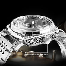 Load image into Gallery viewer, FORSINING Watches for Men, Square Retro Mechanical Watch Self-Wind Carved, Skeleton Automatic Watches Vintage Wristwatch Silver_18
