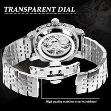 Load image into Gallery viewer, FORSINING Watches for Men, Square Retro Mechanical Watch Self-Wind Carved, Skeleton Automatic Watches Vintage Wristwatch Silver_19
