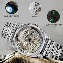 Load image into Gallery viewer, FORSINING Watches for Men, Square Retro Mechanical Watch Self-Wind Carved, Skeleton Automatic Watches Vintage Wristwatch Silver_20
