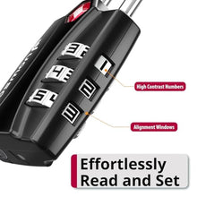 Load image into Gallery viewer, Fosmon TSA Approved Luggage Locks, 3 Digit Combination Padlock, 4 Pack, DigitBlackPack_8069
