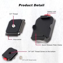 Load image into Gallery viewer, Foto4easy Arca Swiss Quick Release Plate (1/4" Mounting Screw) for DSLR Camera,QR Plate Clamp for Tripod Stabilizer Gimbal Monopod Slider, Black_6454
