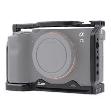 Load image into Gallery viewer, Foto4easy Cage for Sony Alpha A7C Cameras with Quick Release 1/4" 3/8" Screw and Cold Shoe Expansion Microphone Monitor Fill Light, Black_1
