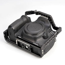 Load image into Gallery viewer, Foto4easy Camera Cage Compatible with Canon 90D 80D 70D Cameras,Quick Release Plate for Arca-Swiss,1/4" &amp; 3/8" Screw Holes and Cold Shoe Mount for Accessories, Black_6481
