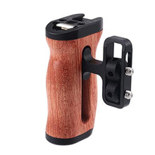 Load image into Gallery viewer, Foto4easy Universal Camera Wooden Side Handle,Adjustable Up and Down Side Handle Grip with 1/4"-20 Screw Hole and Cold Shoe Mount for DSLR Camera Cage and Camnera Accessories_1
