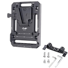 Load image into Gallery viewer, Foto4easy Universal V Mount Battery Plate, Aluminum V-Lock Battery Mount Plate with 15mm Rod Clamp, Built-in M3&amp;M4 and 1/4" Thread Hole Quick Release Plate, Black_6767
