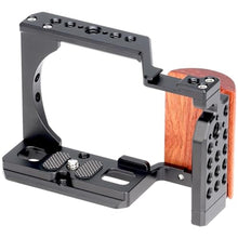 Load image into Gallery viewer, Foto4easy zv-e10 cage with Wood Handle for Sony ZV-E10 Camera,Quick Release Plate for Arca-Swiss,1/4" &amp; 3/8" Screw Holes and Cold Shoe Mount for Accessories, Black_6561
