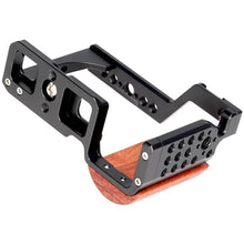 Load image into Gallery viewer, Foto4easy zv-e10 cage with Wood Handle for Sony ZV-E10 Camera,Quick Release Plate for Arca-Swiss,1/4" &amp; 3/8" Screw Holes and Cold Shoe Mount for Accessories, Black_6562
