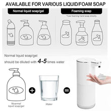 Load image into Gallery viewer, Foyucool Automatic Foaming Soap Dispenser, 12.2oz/360ml Rechargeable Touchless Hand Soap Dispenser, 4 Level Adjustable with Display, Waterproof Wall Mounted Soap Dispenser for Bathroom Kitchen, White_5701
